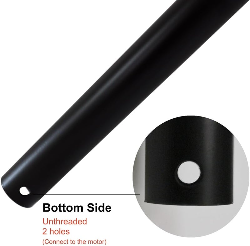 Steerg 36 inch Ceiling Fan Downrod with 5 Extension Wires, 3ft Unthreaded Down Rod, Dia 1 inch, Black - Image 3